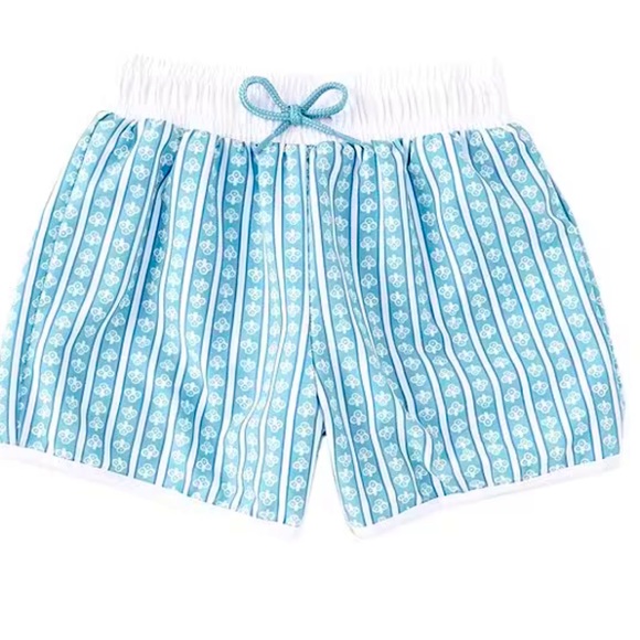 Edgehill Collection x Sun House Children's Talmadge Stripe Swim Trunks - Picture 2 of 9
